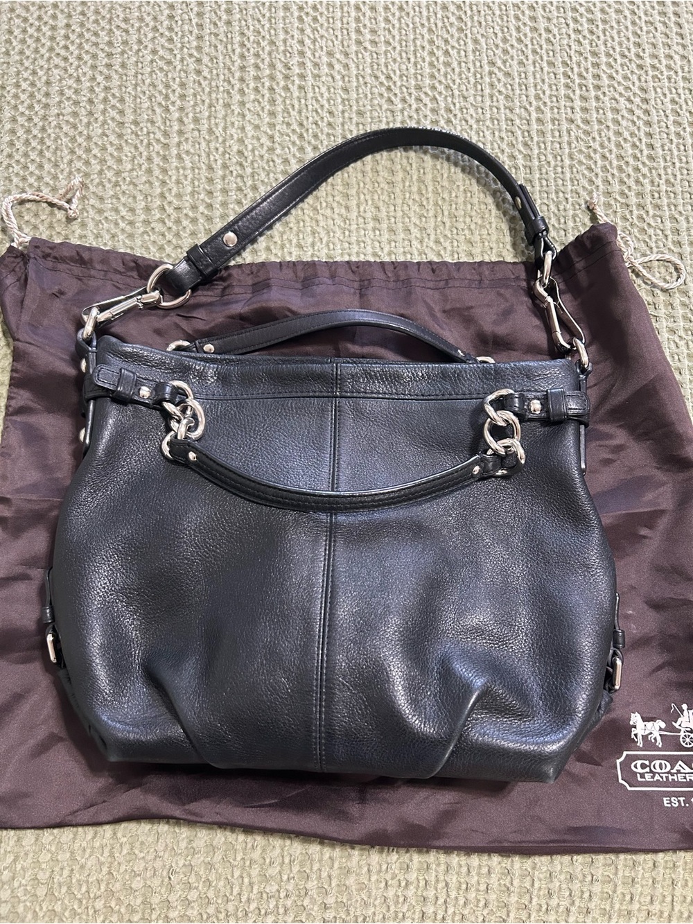 Coach Black Leather Hobo Bag EUC